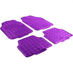 Tappetini in gomma per auto universali in alluminio checker plate ottica 4 pezzi cromo purple violet
