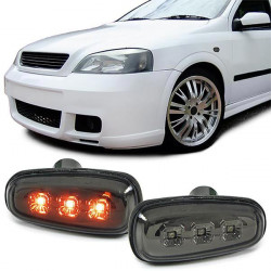 RACES frecce laterali a LED per Opel Astra G 97-04 Zafira A 99-05, nero-fumé, trasparente
