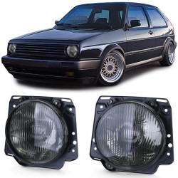 RACES fari anteriori per fluted VW Golf 2 83-91 (H4), nero-fumé
