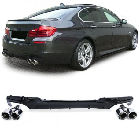 Body kit e accessori visivi Performance Diffusore Posteriore Lucido + Doppio terminale di scarico Cromo adatto a BMW F10 F11 | race-shop.it