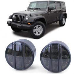 LED Vetro Trasparente anteriore indicatore di direzione luce di parcheggio Nero Fumo per Jeep Wrangler JK da 07
