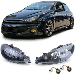 Vetro Trasparente fari Nero H7 H7 + adattatore per Peugeot 206 tutti i modelli da 98