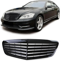 Griglia sportiva nera lucida per Mercedes S Class W221 senza Distronic 09-13