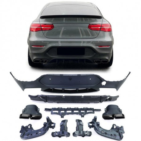 Body kit e accessori visivi Diffusore sportivo posteriore con terminali di scarico Neri per Mercedes GLC Coupe C253 16-19 | race-shop.it