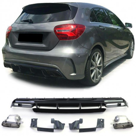 Body kit e accessori visivi RACES diffusore posteriore (Sport) per Mercedes A Class W176 from 15, nero | race-shop.it