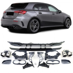 RACES diffusore posteriore (Sport) per Mercedes A Class W177 from 19, nero, cromo