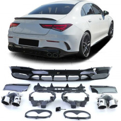 RACES diffusore posteriore (Sport) per Mercedes CLA C118 from 19, nero lucido, cromo