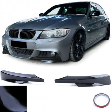Body kit e accessori visivi Spoiler anteriore e splitter angolare nero Lucido adatto a BMW 3 Series E90 E91 08-12 | race-shop.it