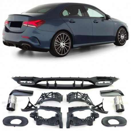 Body kit e accessori visivi Diffusore sportivo posteriore lucido Nero Terminali di scarico per Mercedes A V177 sedan | race-shop.it