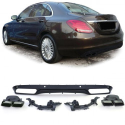 Diffusore sportivo posteriore Terminali di scarico Nero per Mercedes W205 sedan 14-18