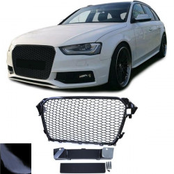 Griglia a nido d`ape senza emblema nera lucida per Audi A4 B8 8K facelift 11-15