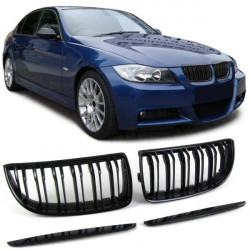 Griglia sportiva prestazioni a doppia barra lucida adatto a BMW 3 series E90 E91 05-08