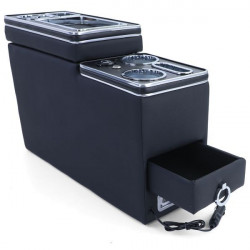 Consola centrale comfort con vano portaoggetti e USB in pelle nera per VW Bus T5 T6 da 03