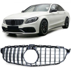 Griglia del radiatore Sportivo in cromo lucido nero per Mercedes C Class W205 S205 14-18