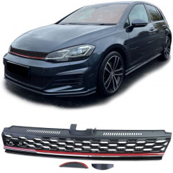 Griglia a nido d`ape sportiva senza emblema con barra rossa per VW Golf 7 12-16