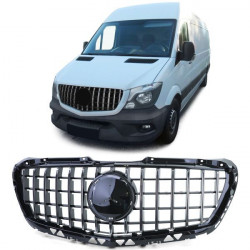 Griglia del radiatore Sportivo in cromo lucido nero per Mercedes Sprinter W906 facelift 13-18