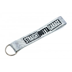 Short lanyard keychain "Straight outta garage" - Grey