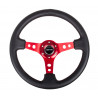 NRG Reinforced 3-spoke Steering Wheel with holes, leather (350mm), black/red