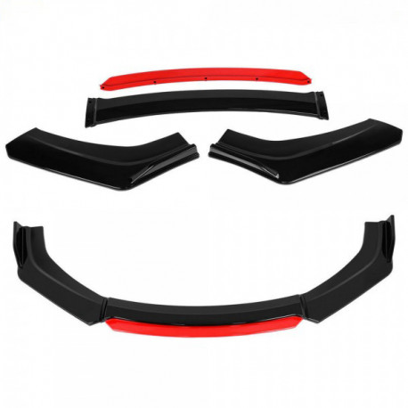 Body kit e accessori visivi RACES Universale paraurti anteriore lip kit con rosso splitter - Glossy | race-shop.it