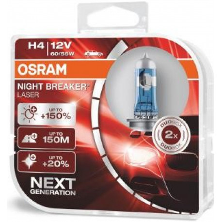 Lampadine e luci allo xeno Osram lampade per fari alogeni NIGHT BREAKER LASER H4 (2pcs) | race-shop.it