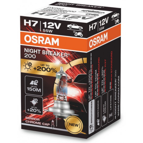 Lampadine e luci allo xeno Osram lampade per fari alogeni NIGHT BREAKER 200 H7 (1pcs) | race-shop.it