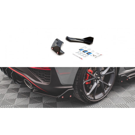 Body kit e accessori visivi MAXTON DESIGN splitter laterali posteriori + alette per Hyundai I30 N Hatchback Mk3 Facelift, nero lucido, V1 | race-shop.it