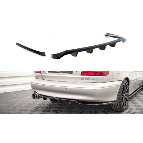 Body kit e accessori visivi MAXTON DESIGN splitter posteriore centrale per Volvo C70 Mk1 (con barre verticali), nero lucido | race-shop.it