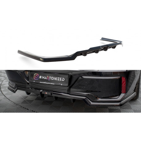 Body kit e accessori visivi MAXTON DESIGN splitter posteriore centrale per BMW 7 M-Pack G70 (con barre verticali), nero lucido | race-shop.it