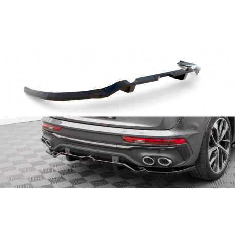 Body kit e accessori visivi MAXTON DESIGN splitter posteriore centrale per Audi SQ5 Sportback Mk2 Facelift (con barre verticali), nero lucido | race-shop.it