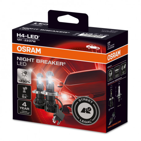 Lampadine e luci allo xeno Osram Lampade LED NIGHT BREAKER H4 - street legal (2 pezzi) | race-shop.it