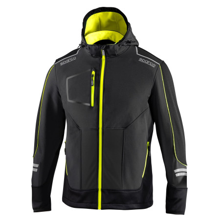 Felpe con cappuccio e giacche SPARCO SOFT-SHELL da uomo con cappuccio - grigio/giallo | race-shop.it
