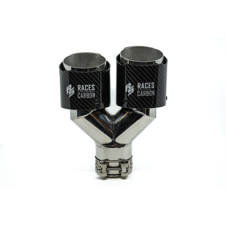 A due uscite Terminale scarico RACES CARBON 2x101mm, ingresso 76mm - Matt Black | race-shop.it