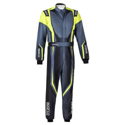 Tuta da corsa per bambini omologata FIA SPARCO PRIME-K ADVANCED, nero/giallo