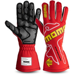 MOMO PERFORMANCE racing gloves with FIA homologation (external stitching), red