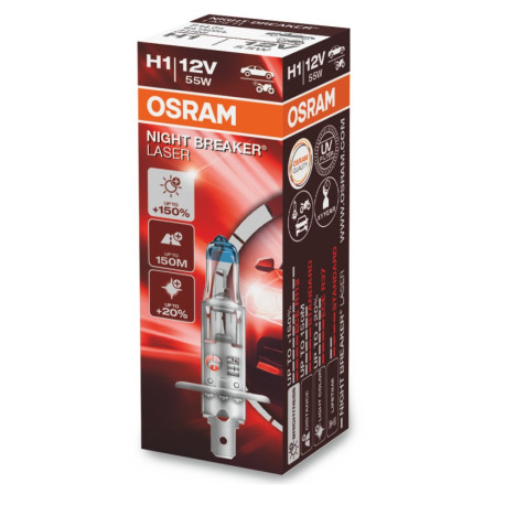 Lampadine e luci allo xeno Osram lampade per fari alogeni NIGHT BREAKER LASER H1 (1 pezzo) | race-shop.it