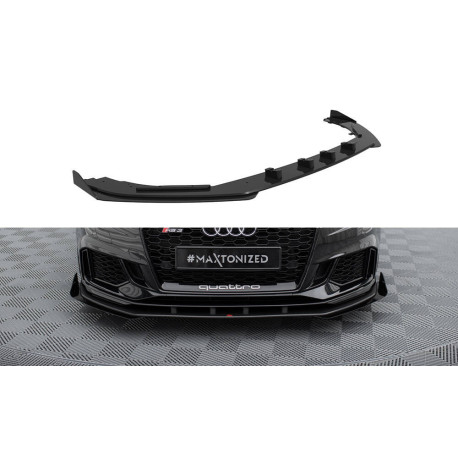 Body kit e accessori visivi MAXTON DESIGN splitter anteriore per Audi RS3 Sedan 8V Facelift, nero + alette lucide, V1 | race-shop.it