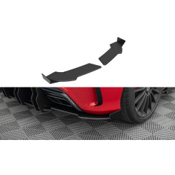 MAXTON DESIGN splitter laterali posteriori per Mercedes-Benz A 45 AMG W176 Facelift, nero-rosso + alette lucide
