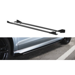 Side Skirts Diffusers Audi S3 / A3 S-Line Sedan 8V (Black-Red + Gloss Flaps)