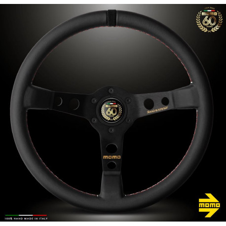 Volanti Volante sportivo a 3 razze MOMO MOD. 07 ANNIVERSARIO, 350mm, pelle, calice 72mm, nero | race-shop.it
