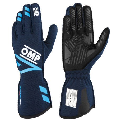 Guanti Guanti da gara omologati FIA OMP ONE EVO FX (cuciture esterne), blu/ciano | race-shop.it