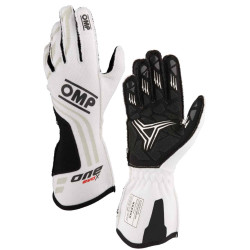 Guanti da gara OMP ONE EVO X my2024 con omologazione FIA (cuciture esterne) bianco