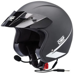 Casco jet da corsa omologato ECE OMP Star-J Intercom, nero