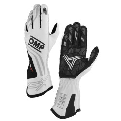 Guanti da karting omologati FIA OMP KS-X (cuciture esterne), bianco