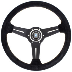 Volante sportivo a 3 razze Nardi Classic ND33, 330mm, pelle scamosciata, calice 40mm, nero