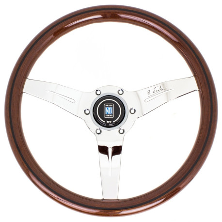 Volanti Nardi Deep Corn Steering Wheel, Wood, 50mm Dish, 330mm, chrome spokes | race-shop.it