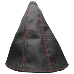 Nardi Handbrake Gaiter, black perforated leather with red stitching