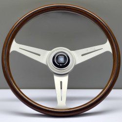 Volante sportivo a 3 razze Nardi Classic ND36, 360mm, legno, mozzo grande, calice 40mm, marrone/argento
