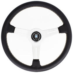 Volante sportivo a 3 razze Nardi Classic ND36, 360mm, pelle, calice 40mm, nero/bianco
