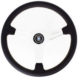 Volante sportivo a 3 razze Nardi Classic ND36, 360mm, pelle, calice 40mm, nero/cromo/bianco
