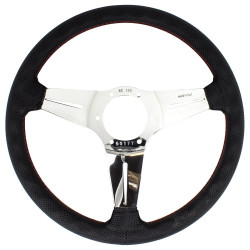 Nardi Deep Corn Steering Wheel, leather, 75mm Dish, 350mm, chrome spokes